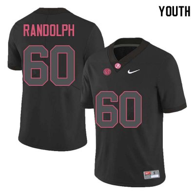 NCAA Youth Alabama Crimson Tide #60 Kendall Randolph Stitched College Nike Authentic Black Football Jersey JK17C43PG